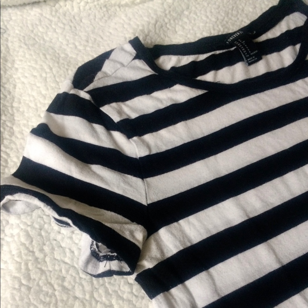 Forever 21 Black and White Striped T-Shirt